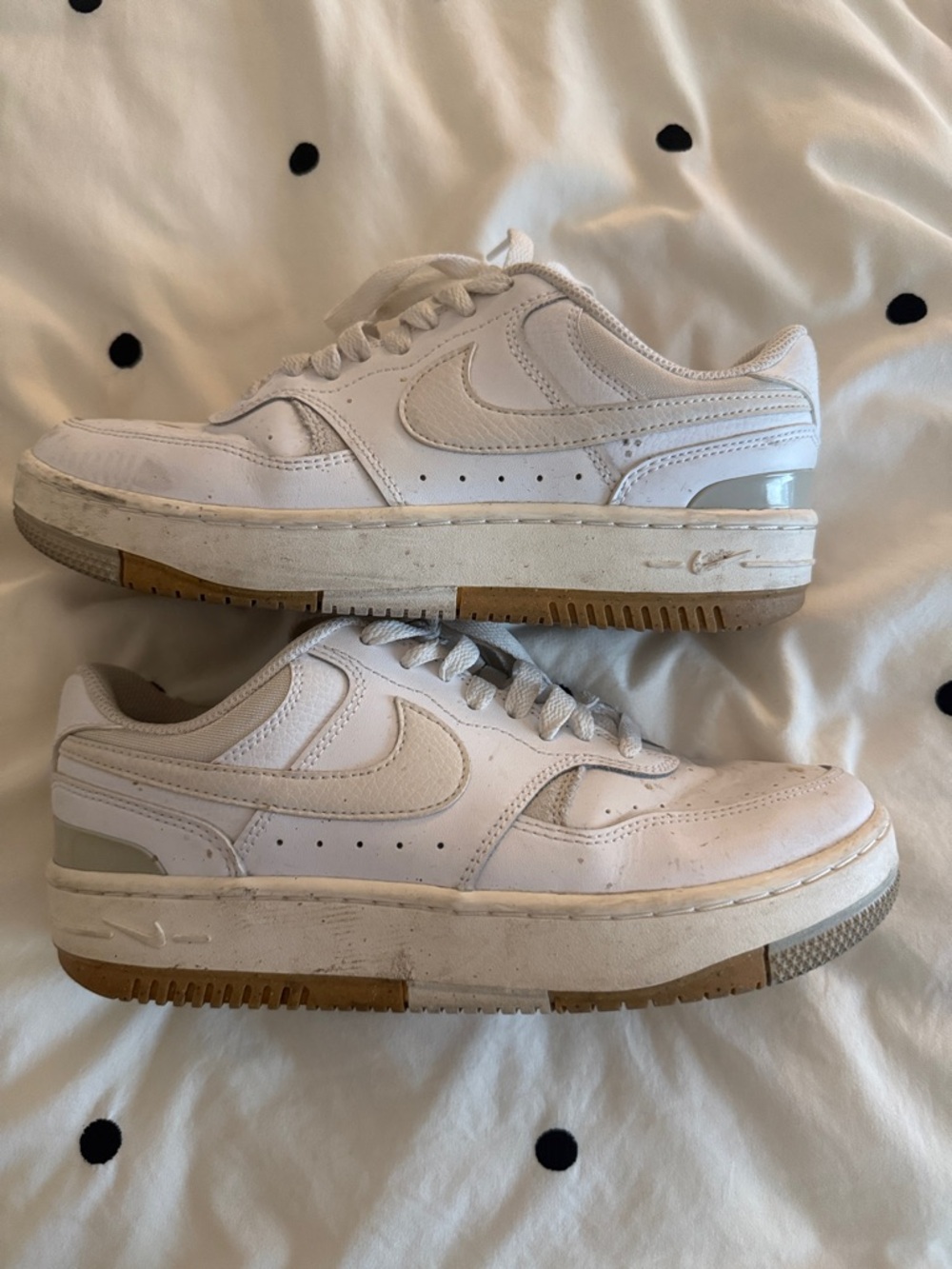 Nike White Leather Low-Top Sneakers with Gum Outsole